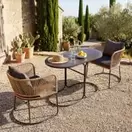 Ravello - Ensemble table et 2 chaises de jardin en aluminium gris anthracite et résine beige