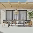 Camilo - Table de jardin extensible en composite imitation bois et aluminium gris anthracite 8/12 personnes L180/240