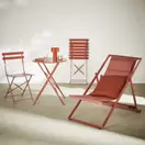 Guinguette - Table de jardin ronde pliante en acier terracotta 2 personnes D60