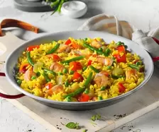 Paella met kip en groenten