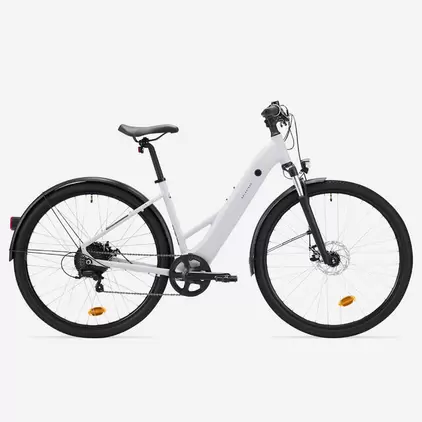 Elektrische hybridefiets e-actv 100 laag frame parelgrijs