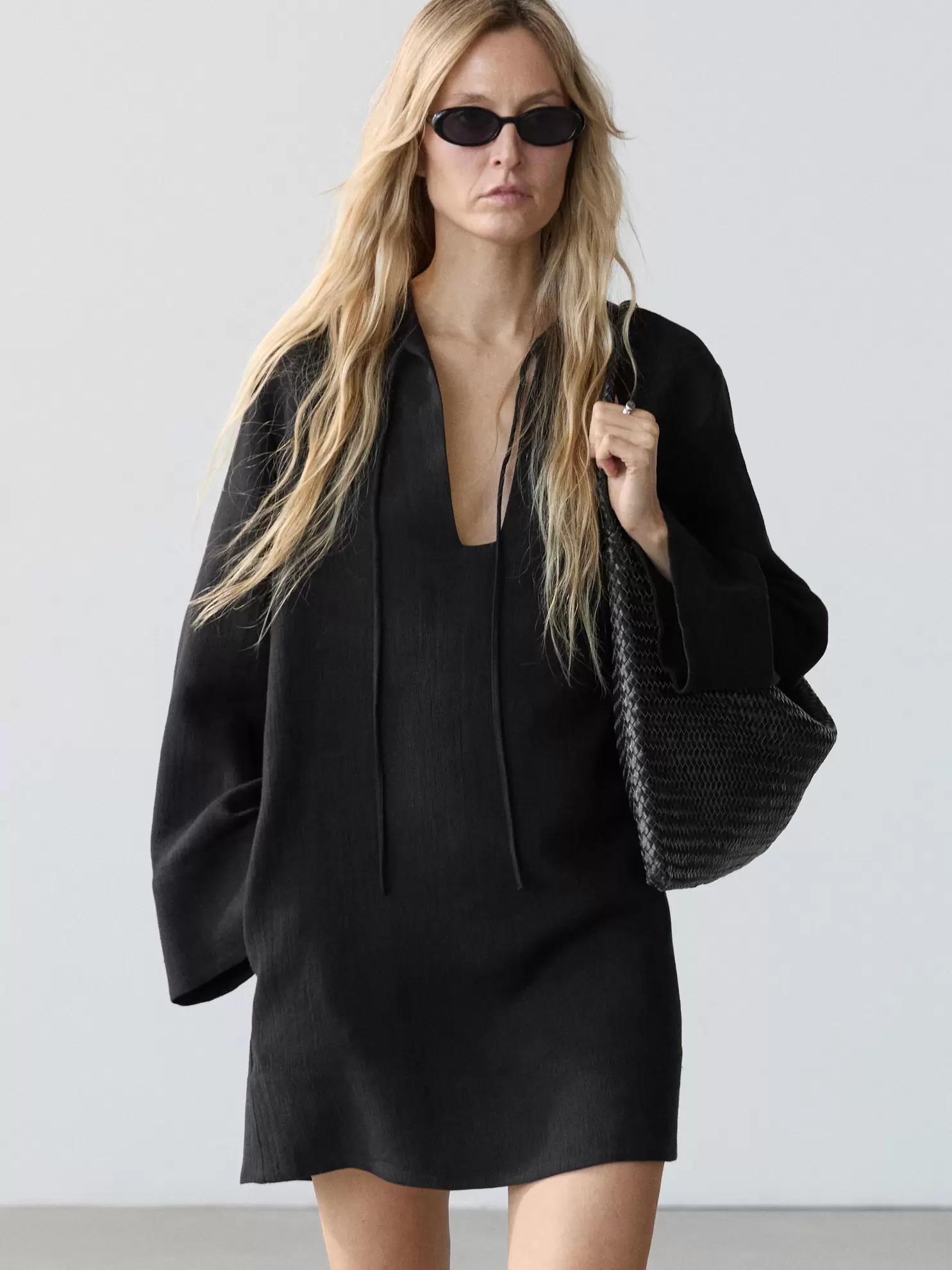 Mini-robe col officier 100 % lin