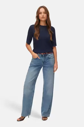 Pull met ronde hals - blauw