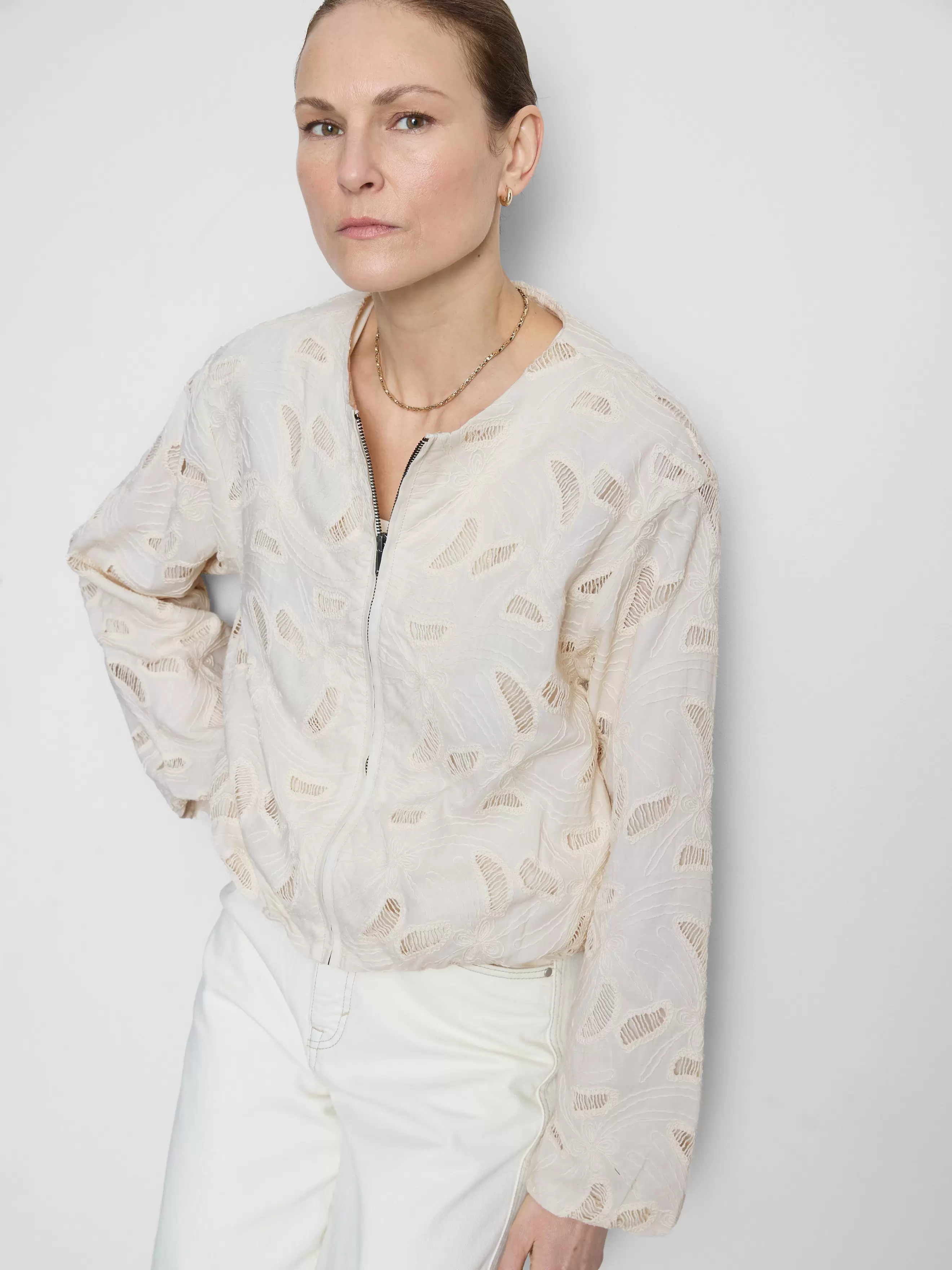 Blouson bomber texturé sans col