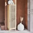 Suzelle - Cabinet de rangement 1 porte et rotin tressé