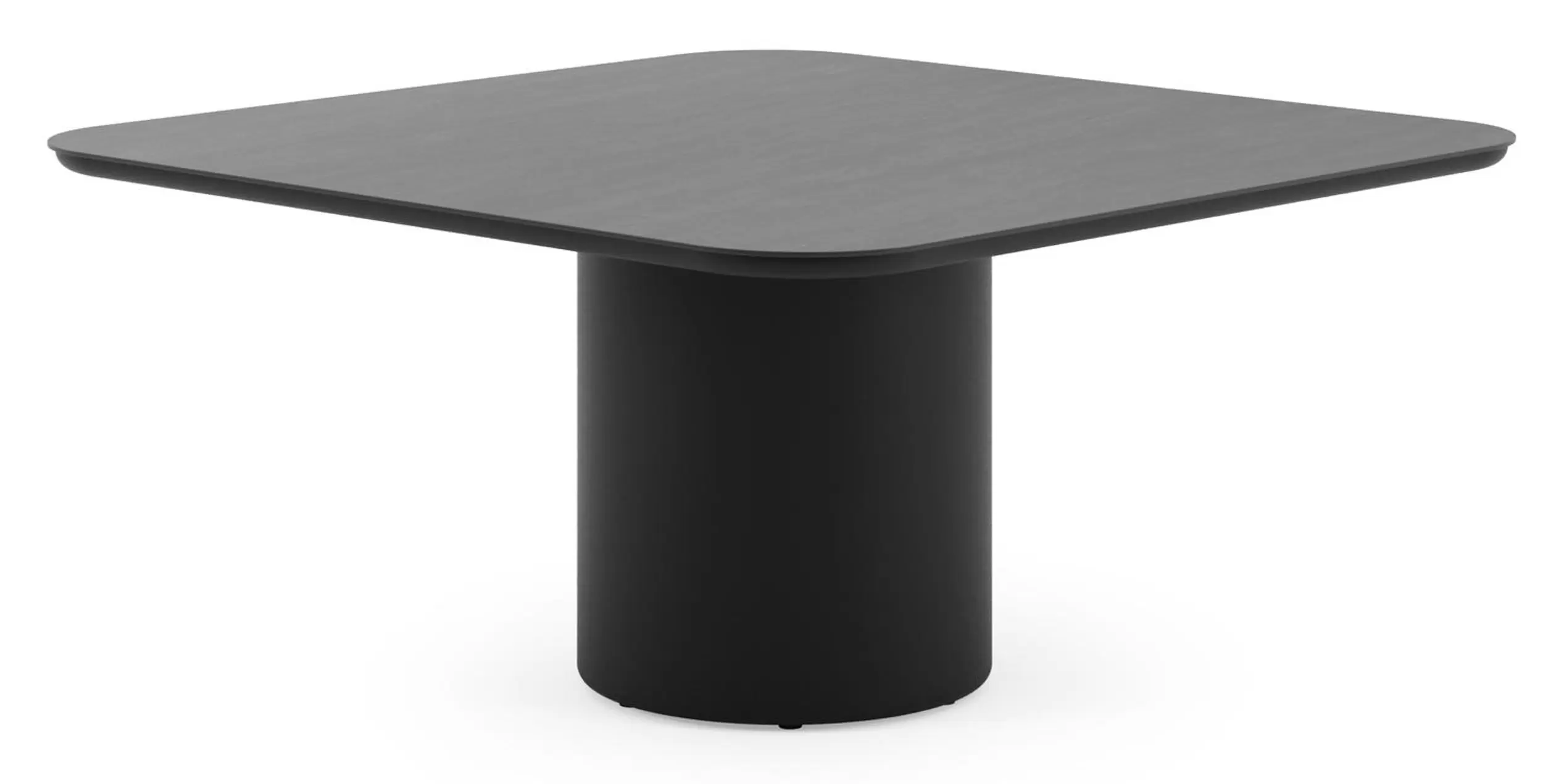 Tuintafel afgerond vierkant in zwart aluminium en volkeramiek Basalt Black - L 148 x B 148 x H 73.5 cm