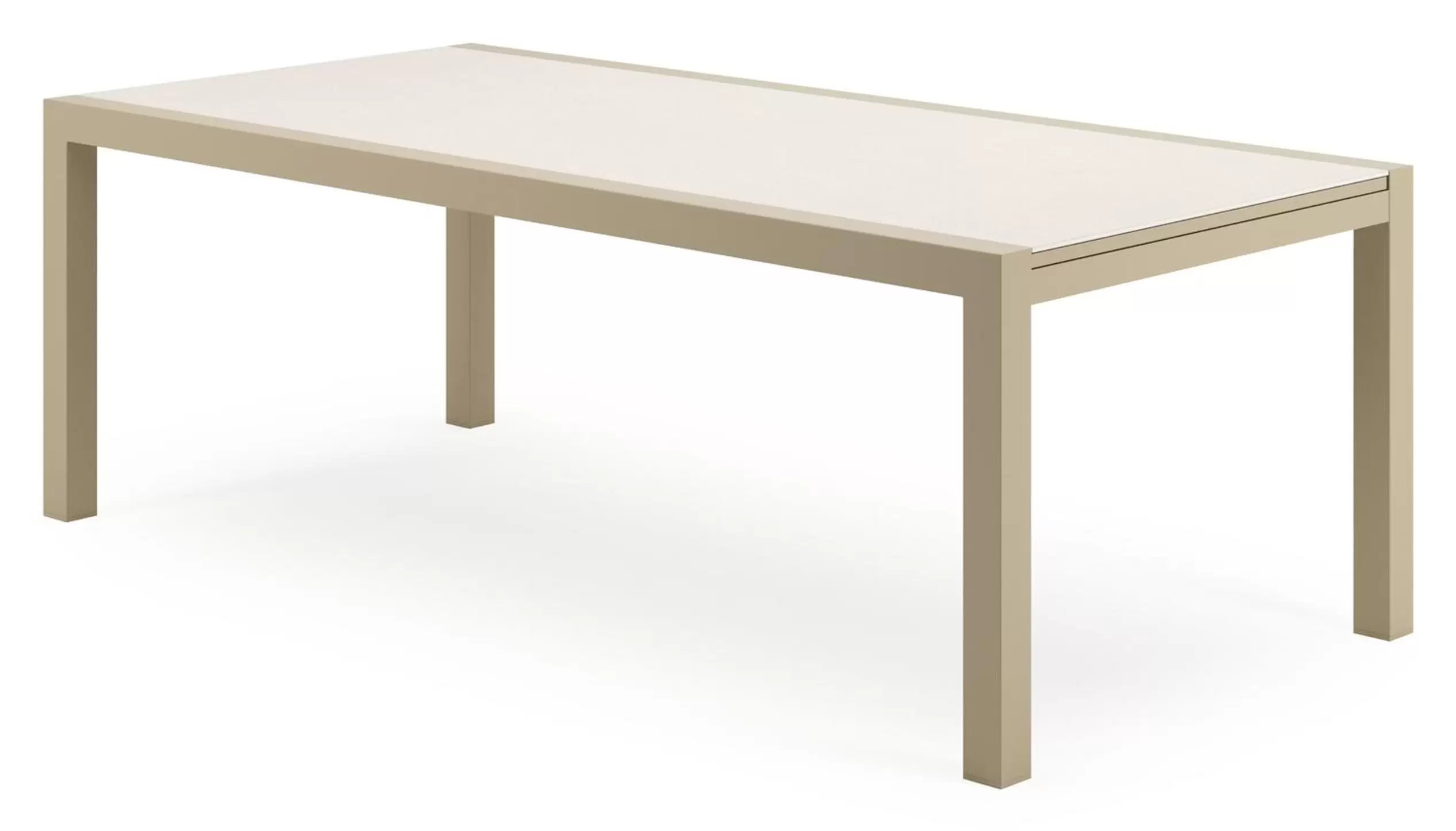 Verlengbare tuintafel rechthoekig in beige aluminium met sintered stone crema minerale -L 220 - 330 x B 107 x H 75 cm