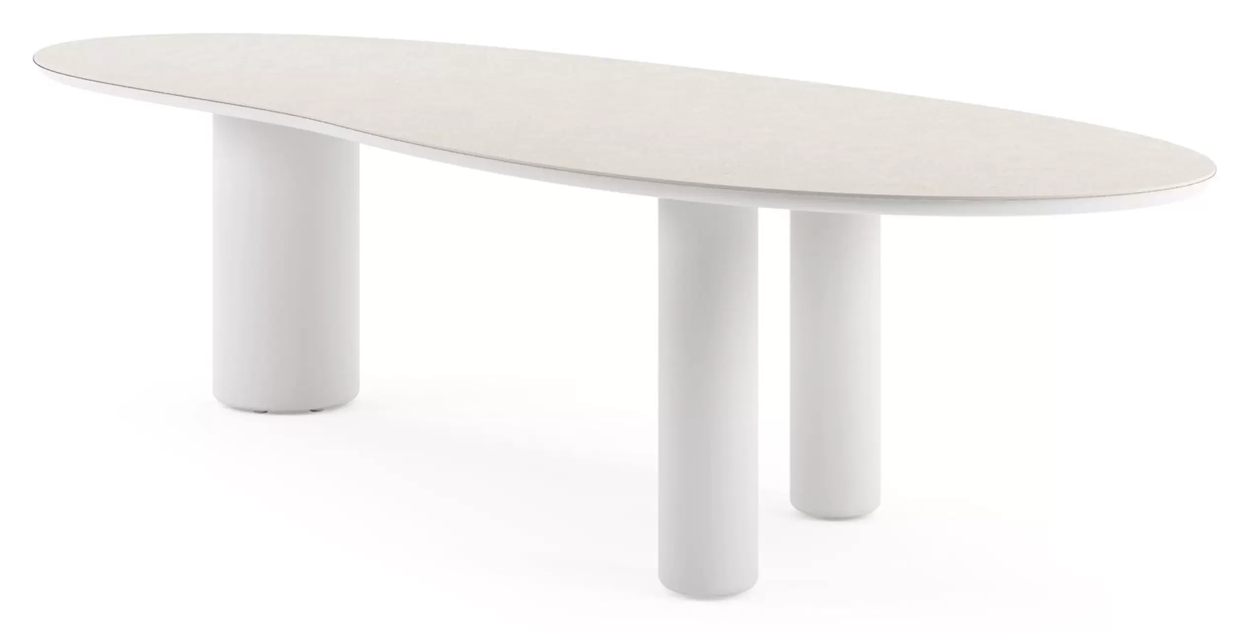 Tuintafel organisch in wit aluminium en volkeramiek Shilin - L 320 x B 120 x H 73.5 cm