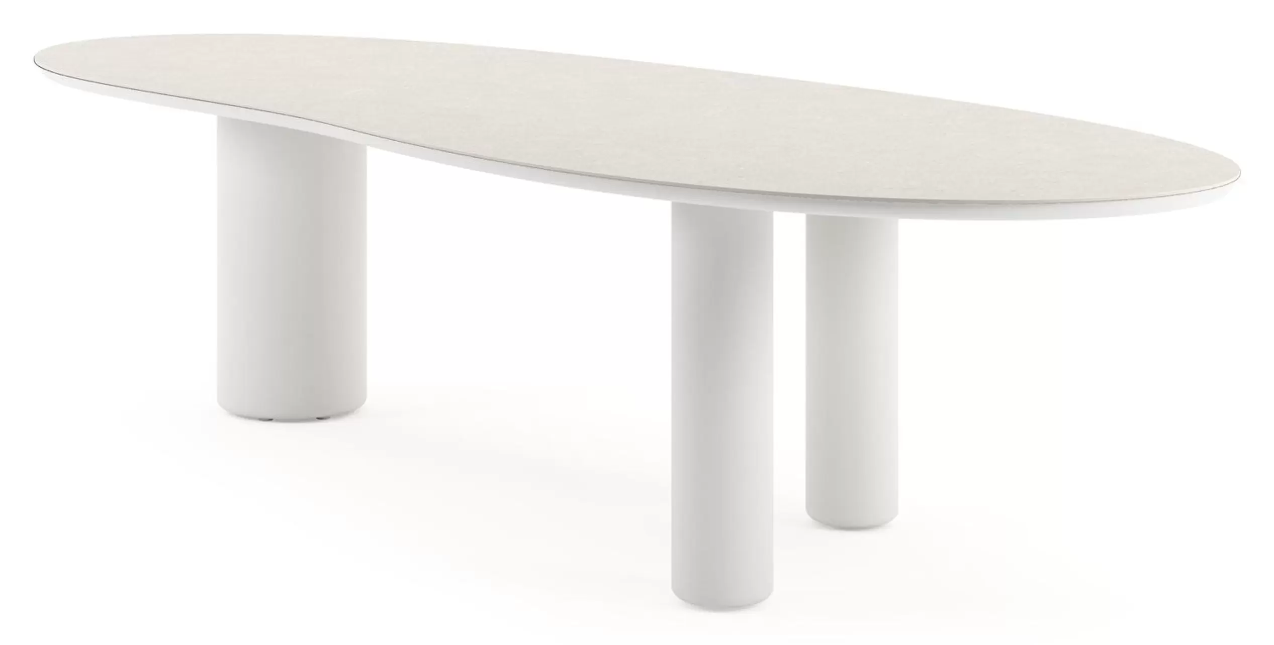 Tuintafel organisch in wit aluminium en volkeramiek Shilin - L 320 x B 120 x H 73.5 cm