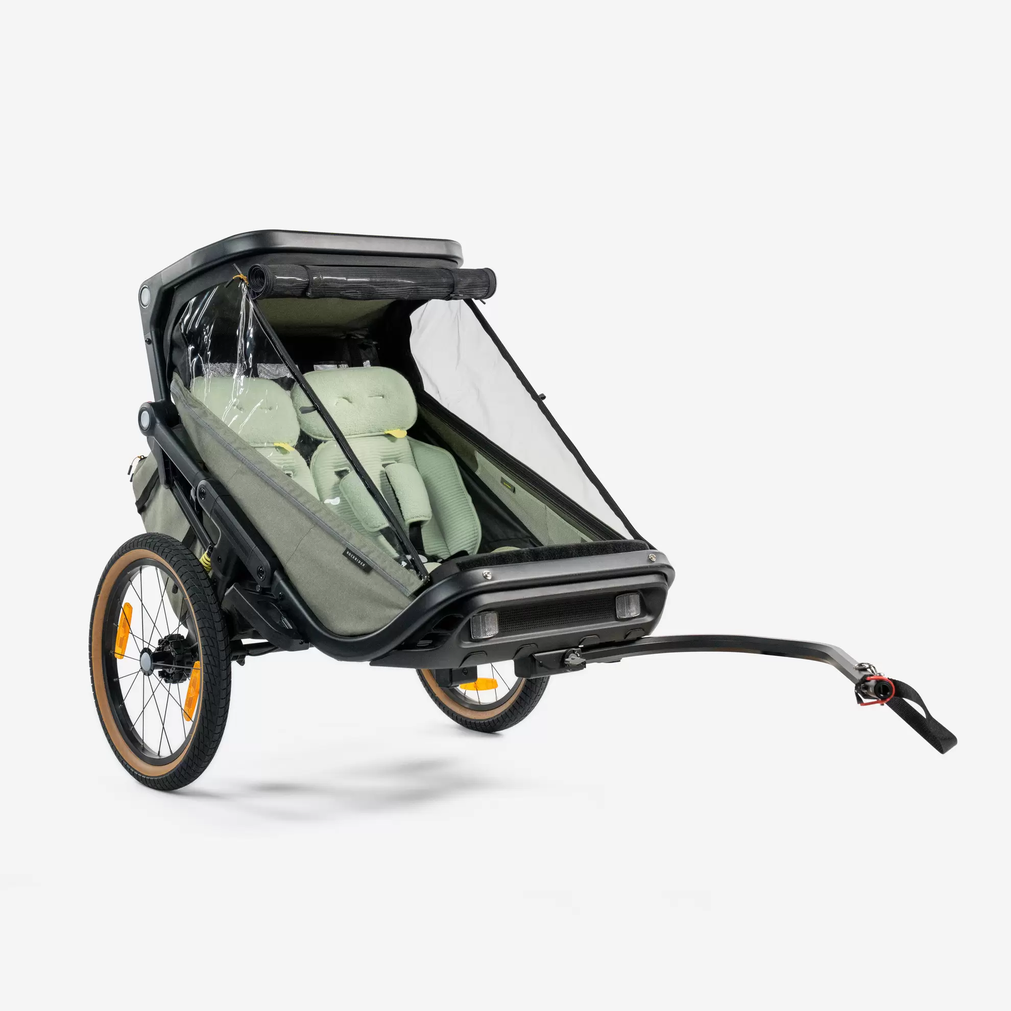 Compacte opvouwbare fietskar en wandelwagen 2 zitjes EXPL 900