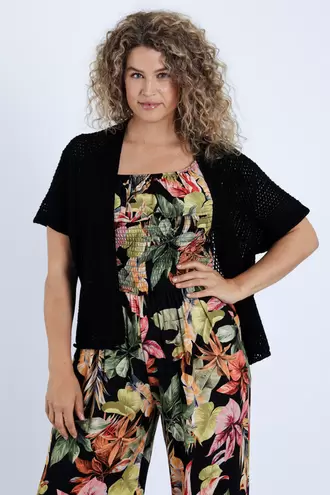 Effen opengewerkt cardigan