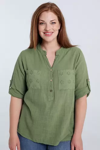 Blouse van effen katoen gaas