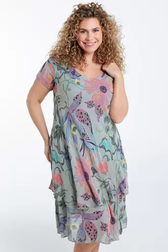 Katoenen mousseline jurk met bloemenprint