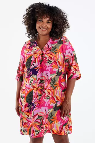 Jurk tuniek in viscose met bloemenprint