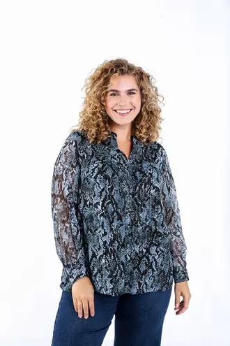 Blouse met slangenprint en lurex