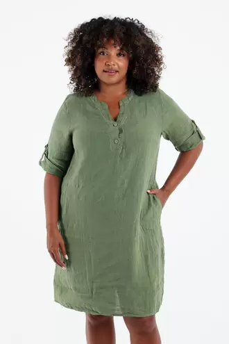 Effen linnen tuniek jurk