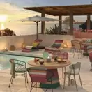Copacabana - Bain de soleil en résine tressée multicolore et acier noir