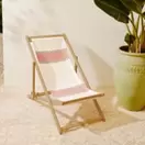 Tamsa - Chilienne en bois d'eucalyptus et toile recyclée écrue motif damier coloris rouille et turquoise