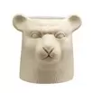 Pot ciment forme tête de tigre beige Ø13xH13,5cm