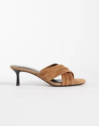Mango 100% suede heeled sandal in tan