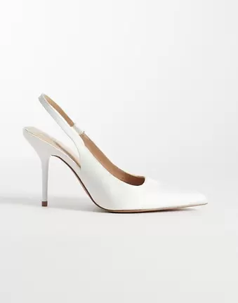 Schuh Sade sling back heeled shoe in white