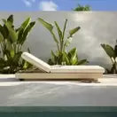 Los Angeles - Bain de soleil en aluminium beige et toile en polyester recyclé écru