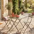 Guinguette - Table de jardin pliable en acier vert kaki 4 personnes L110