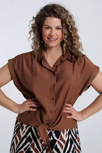 Knopenblouse van effen viscose