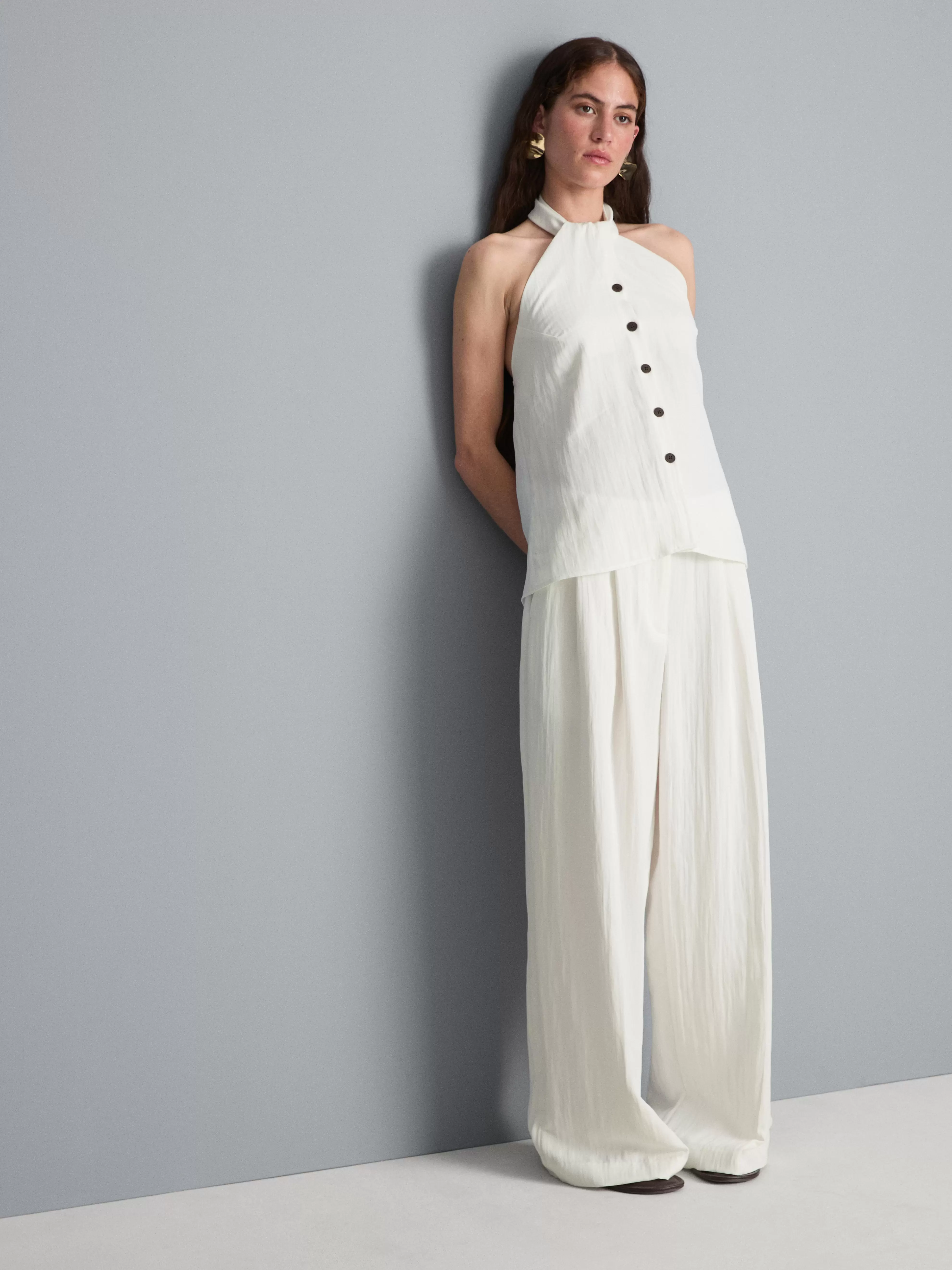 Pantalon large texturé