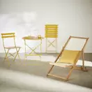 Guinguette - Table de jardin ronde pliable en acier jaune D60
