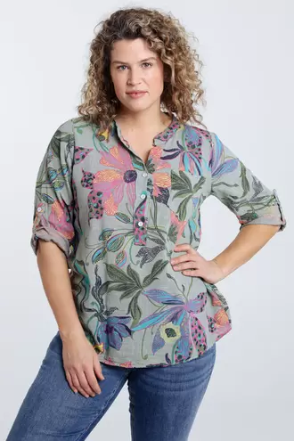 Blouse van katoenen mousseline met bloemenprint