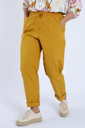 Boyfriend jeans van uni katoen met zakken
