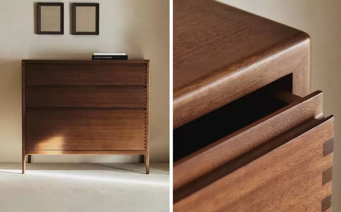 WOODEN CHEST OF DRAWERS WITH THREE DRAWERS