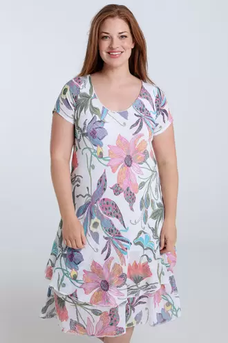 Katoenen mousseline jurk met bloemenprint