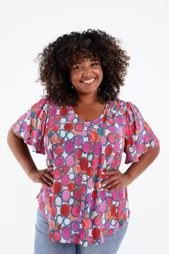 Blouse van viscose met ronde print