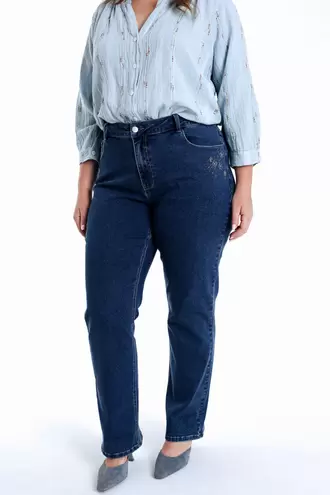 Rechte Mia jeans met borduursels