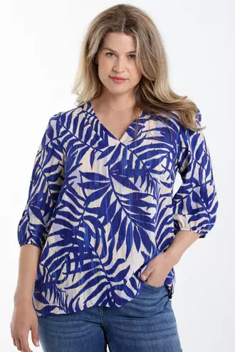 Blouse van viscose met bladerenprint