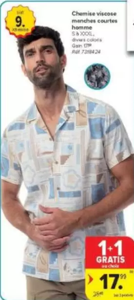 Chemise viscose manches courtes homme