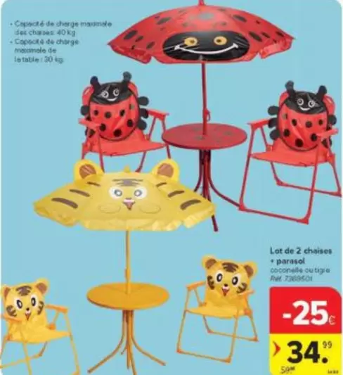 De - Lot de 2 chaises + parasol