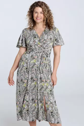 Lange jurk met bladerenprint