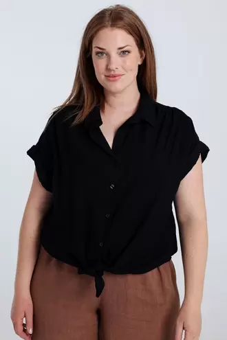 Knopenblouse van effen viscose