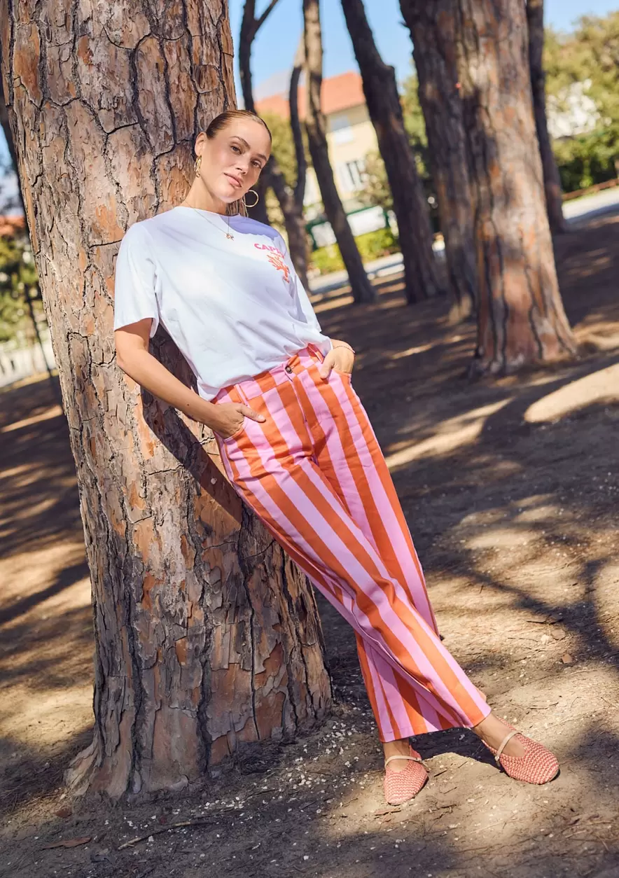 Pantalon barrel à rayures