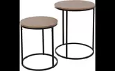 Bijzettafel metaal met hout set (2-delig)