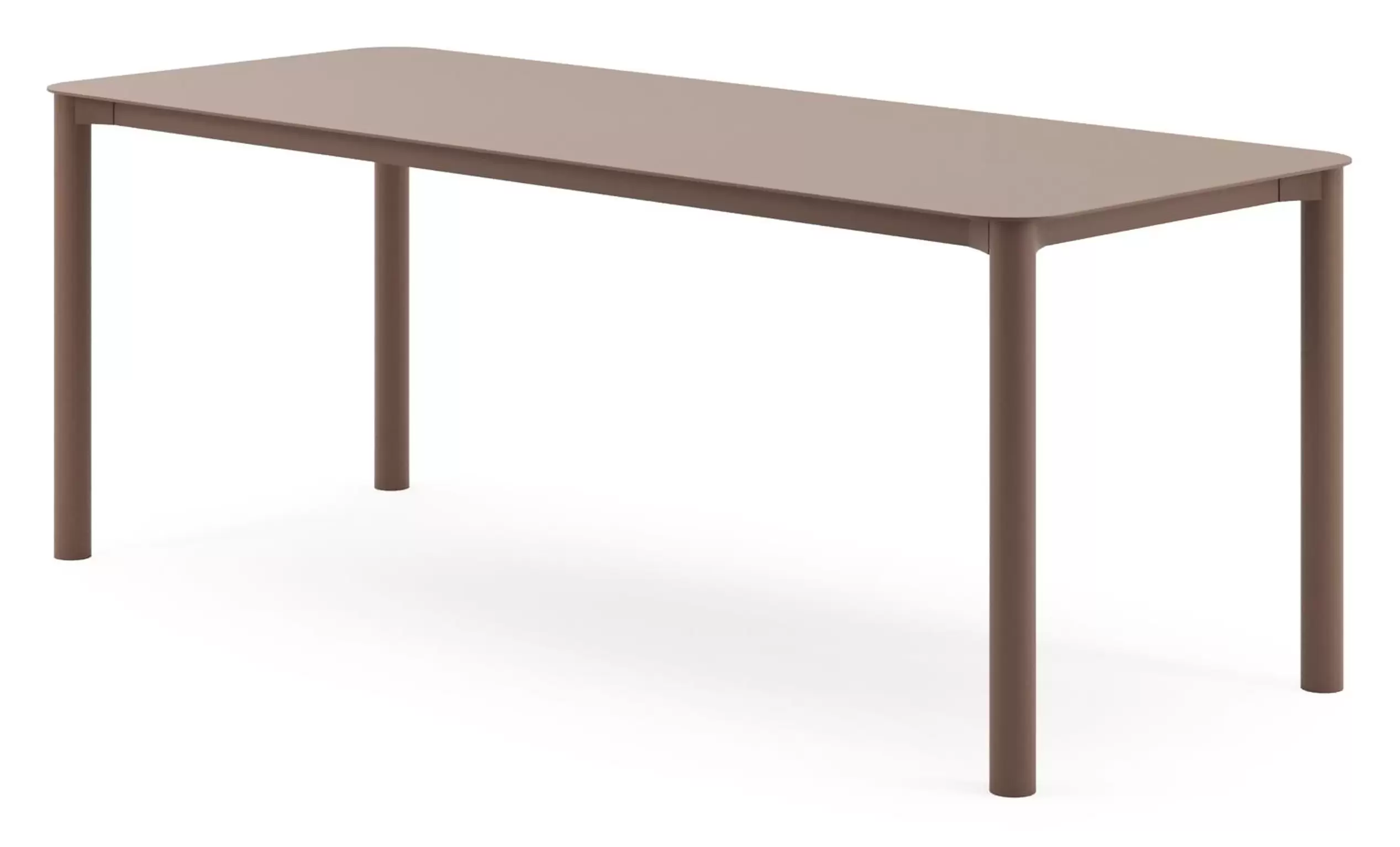 Tuintafel rechthoekig afgerond in taupe aluminium - L 200 x B 80 x H 75 cm