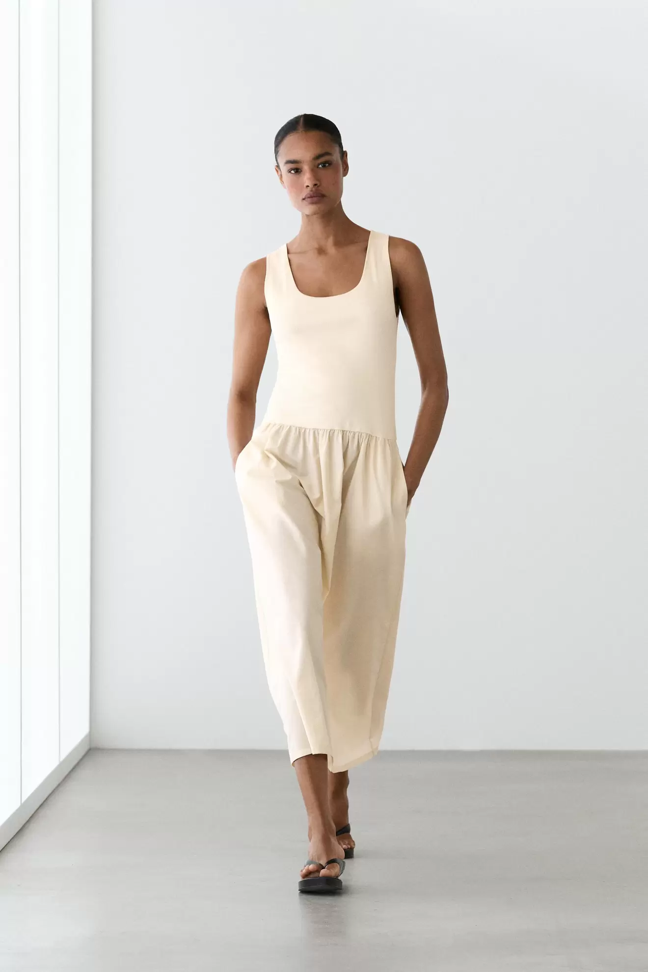 Robe combinée popeline de coton mélangé