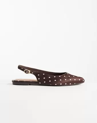 New Look polka dot sling back flats in mid brown