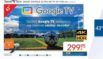 De - SMART GOOGLE ULTRA HD TV 43"/109 cm