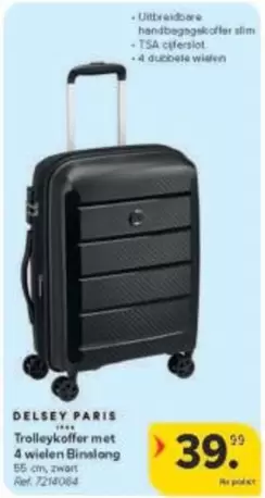París - Trolleykoffer met 4 wielen Binnenslang 55 cm, zwart Ref. 7214064