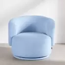 Boogie - Fauteuil pivotant en tissu bouclettes bleu azur