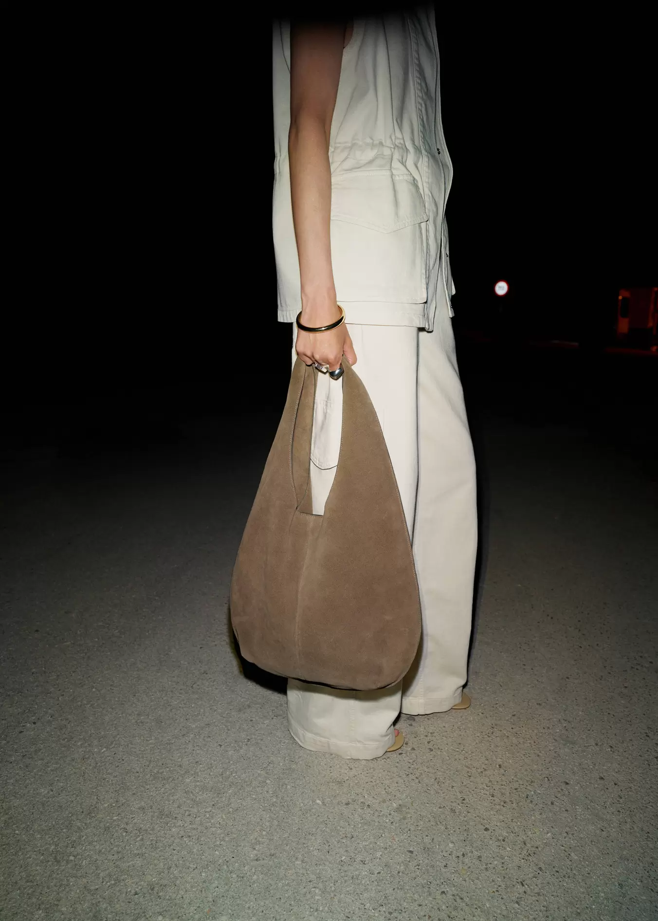 Suede bucket bag